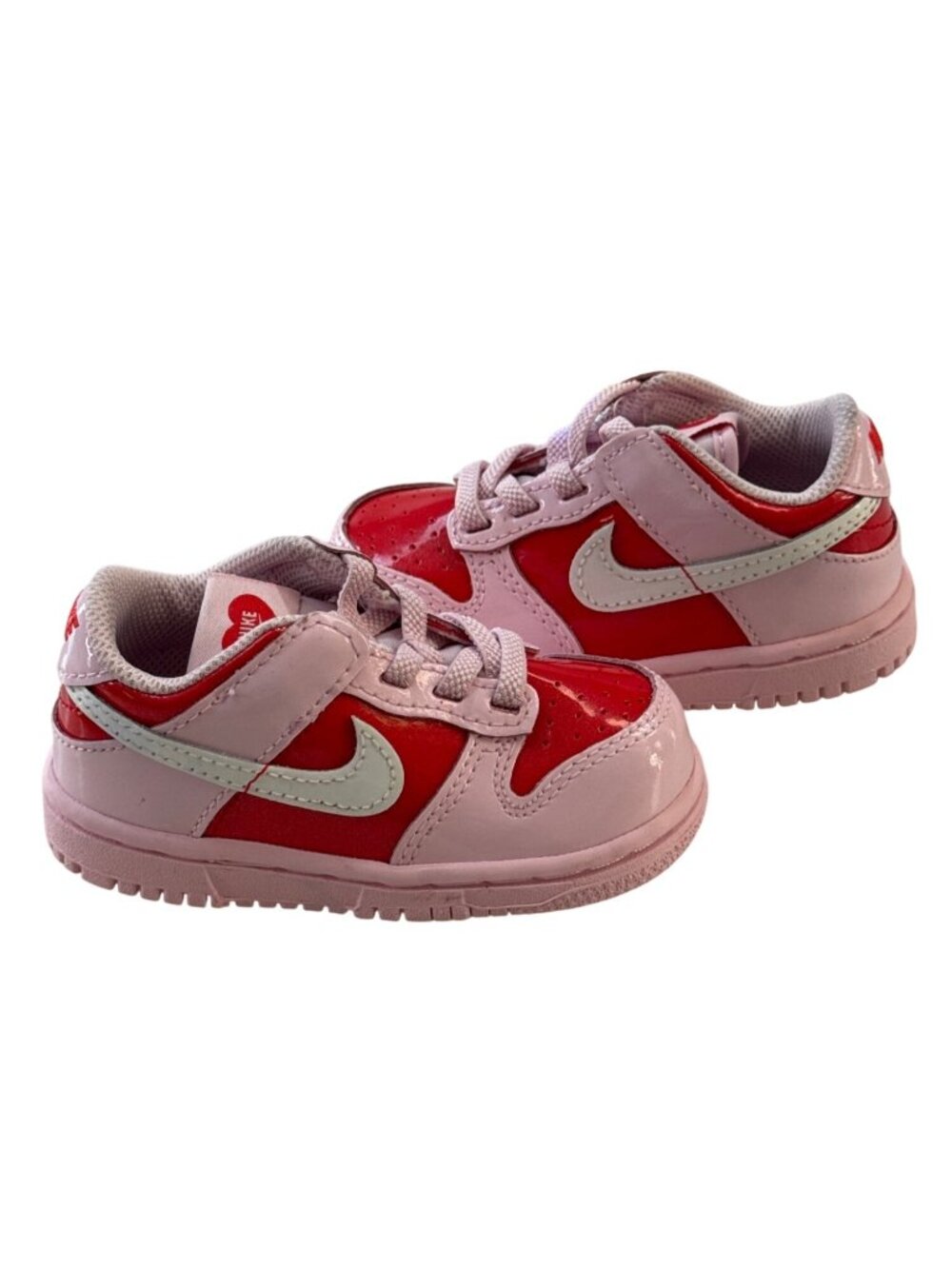 NIKE Baby Girls Pink/Red Patent Leather Sneakers US 6C Heart Design Toddler - Picture 9 of 9